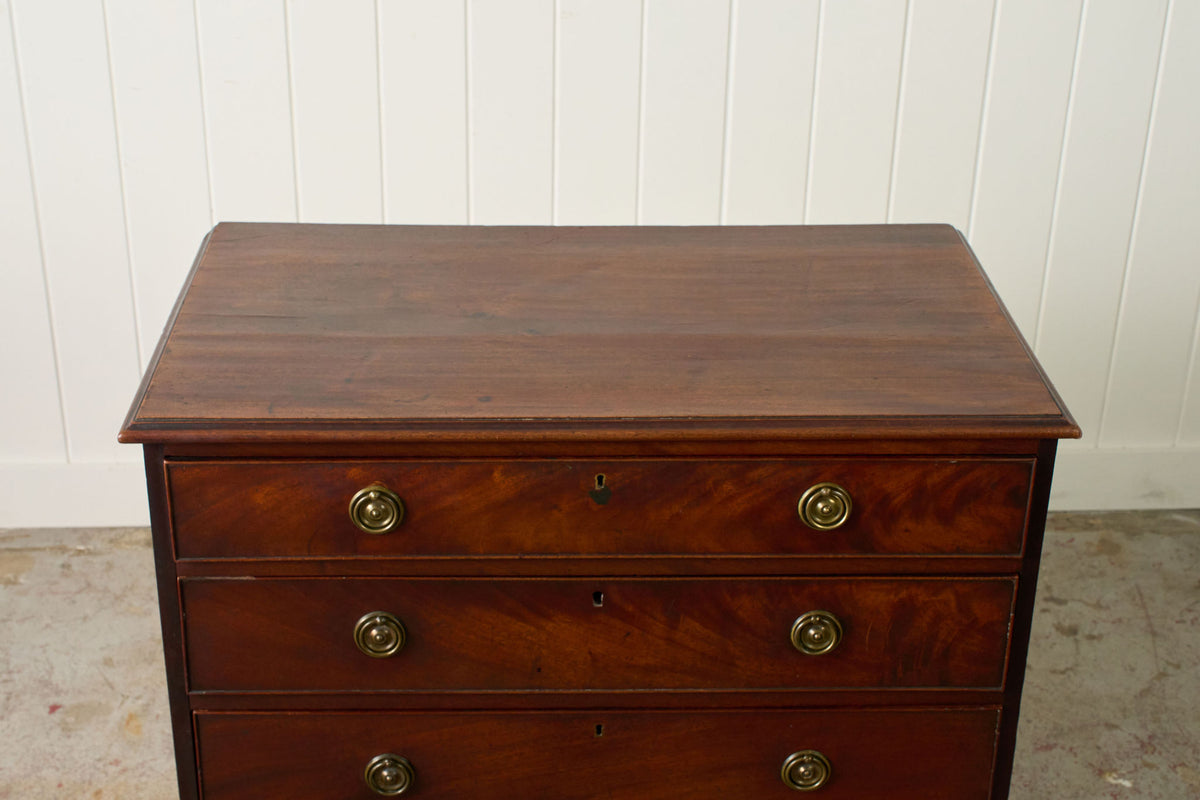 19th Century English Mahogany 4-Drawer Chest with Ring Pulls (c. 1820)