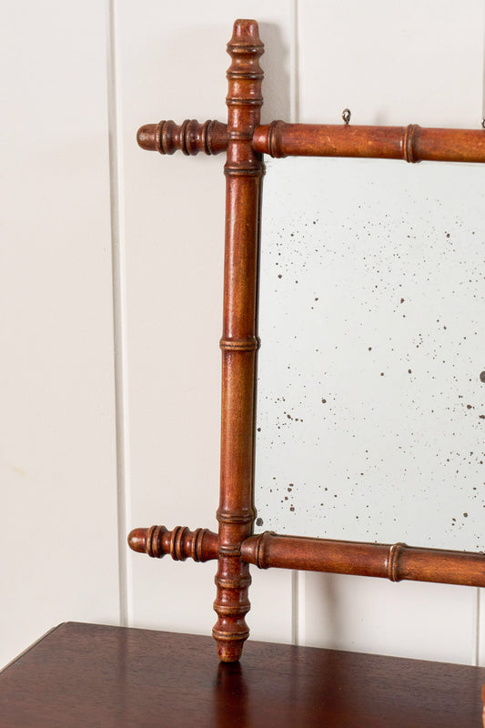 Petite French Faux Bamboo Mirror with Spindle Tips (No. 1)