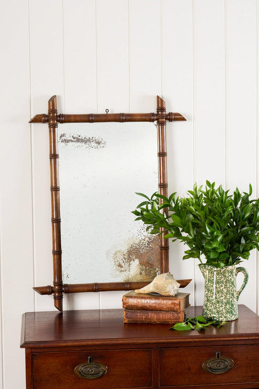 French Faux Bamboo Mirror with Foxing (No. 3)
