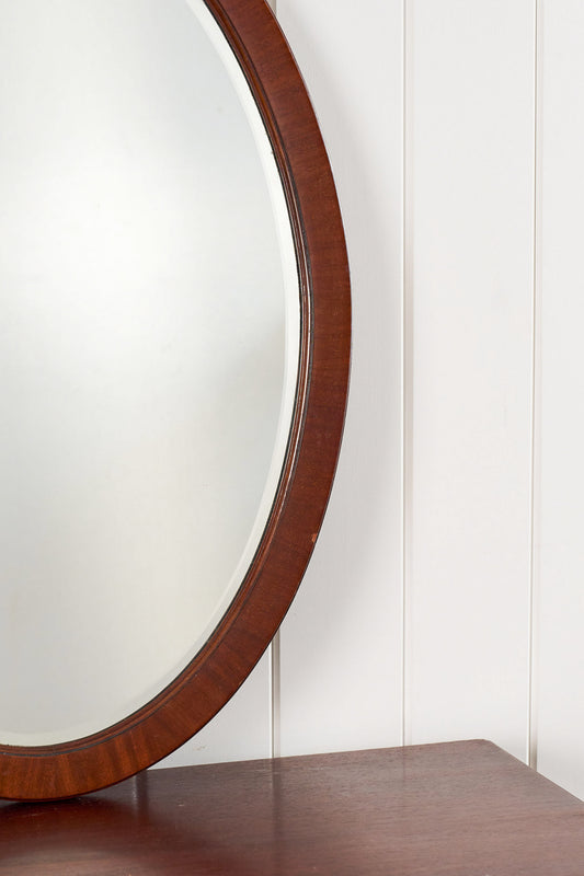 English Mahogany Oval Mirror