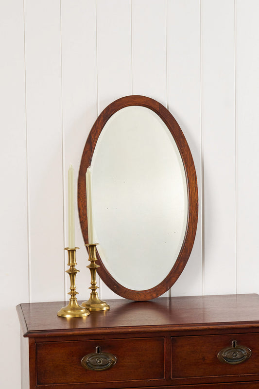 English Oak Oval Mirror