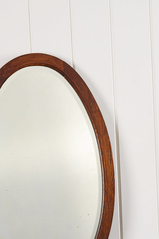 English Oak Oval Mirror