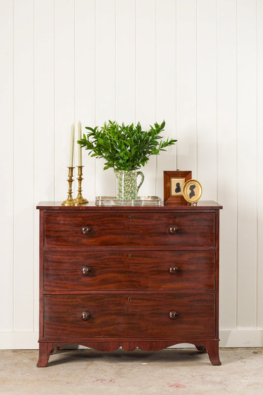 19th Century Mahogany Hall Chest with Scalloped Apron