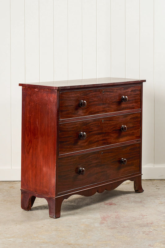 19th Century Mahogany Hall Chest with Scalloped Apron