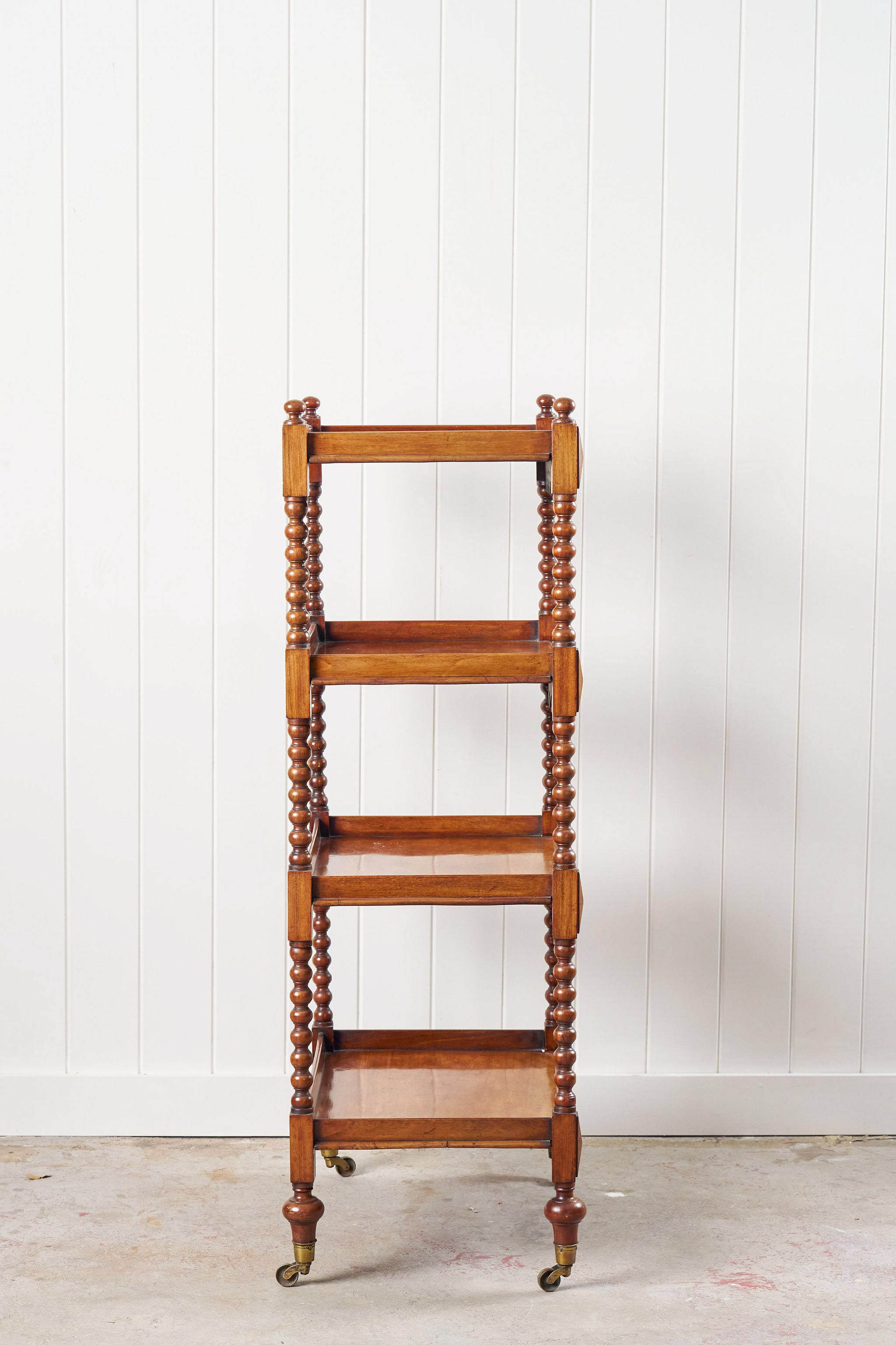 Victorian Four-Tier Whatnot with Bobbin Legs on Casters
