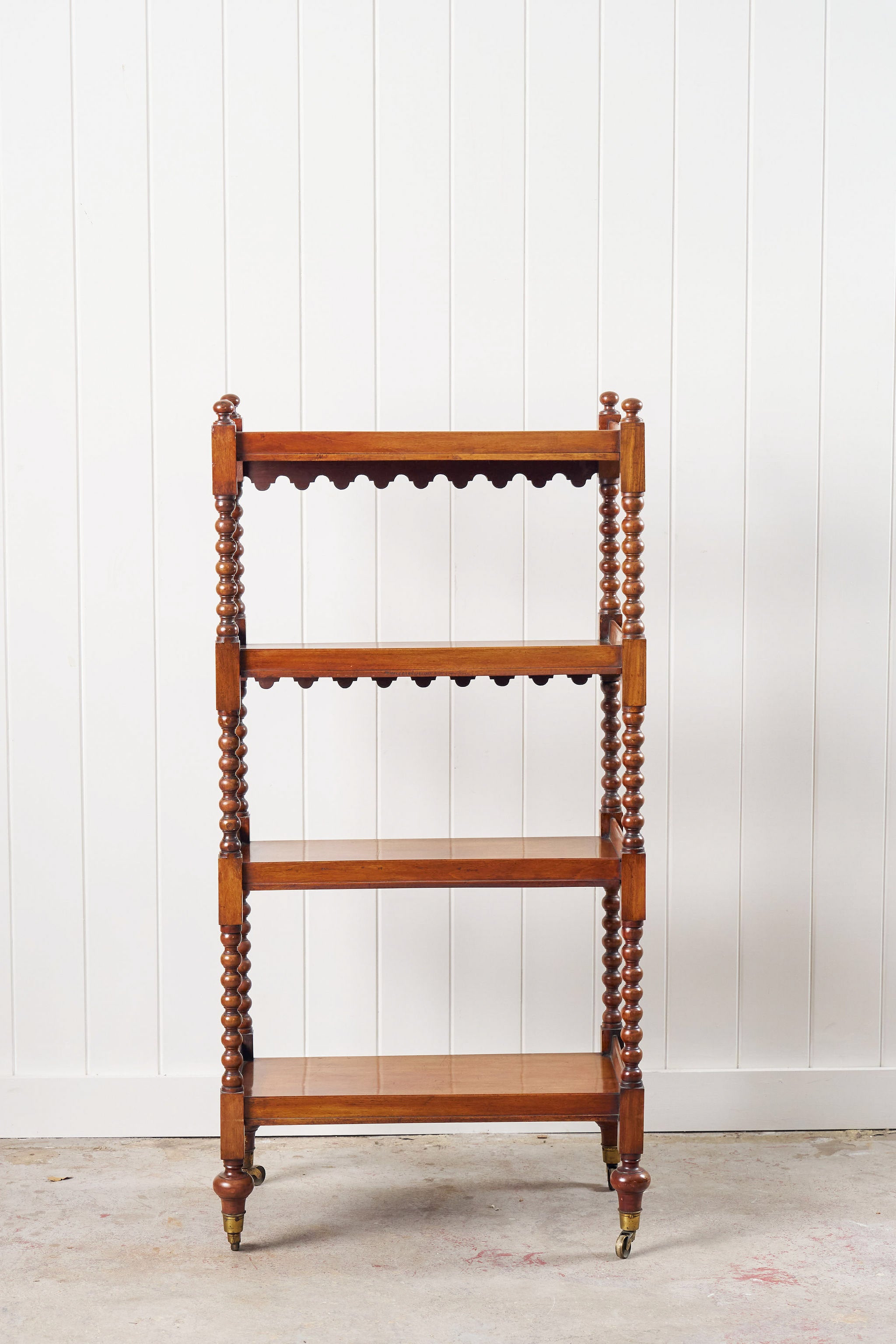 Victorian Four-Tier Whatnot with Bobbin Legs on Casters