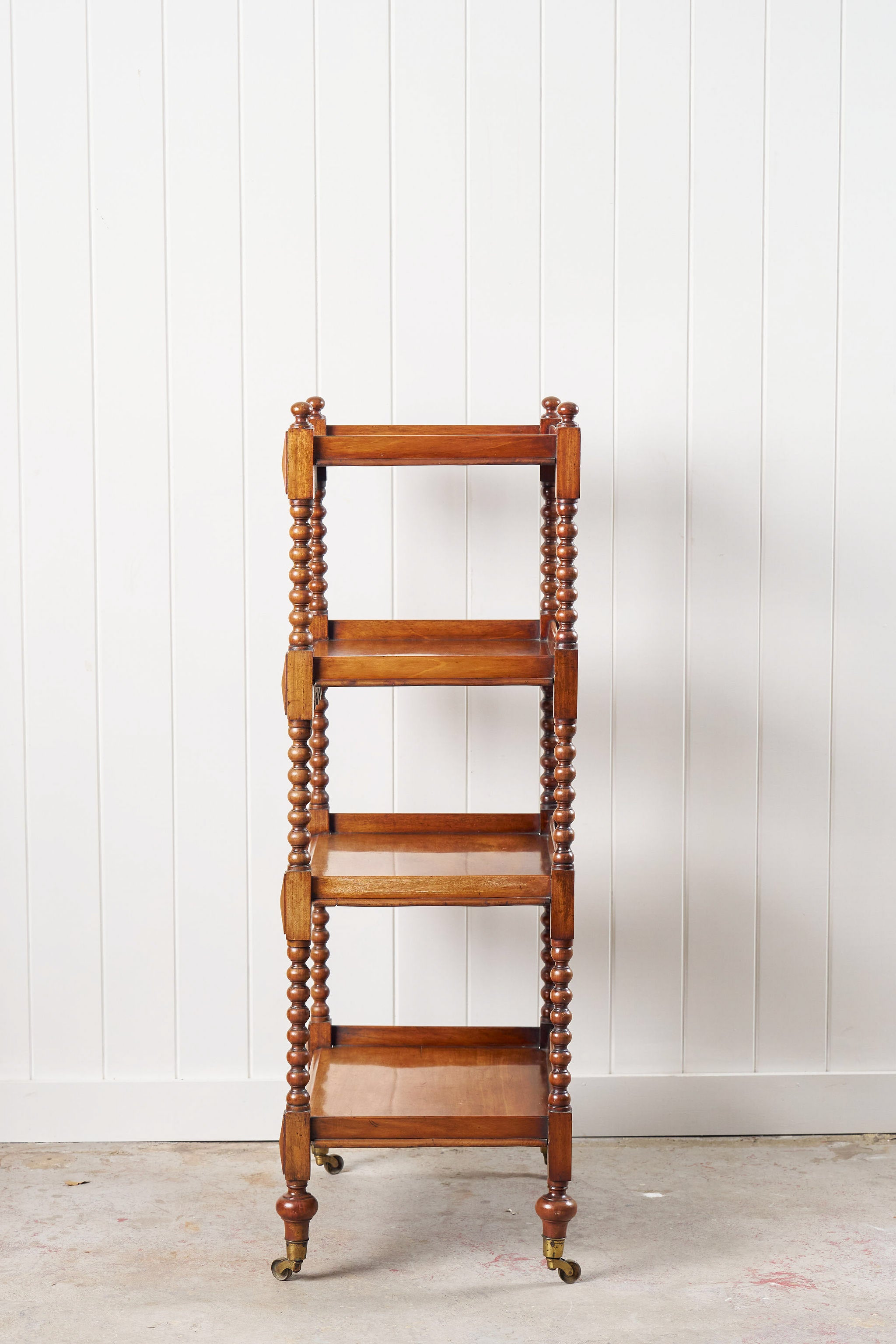 Victorian Four-Tier Whatnot with Bobbin Legs on Casters