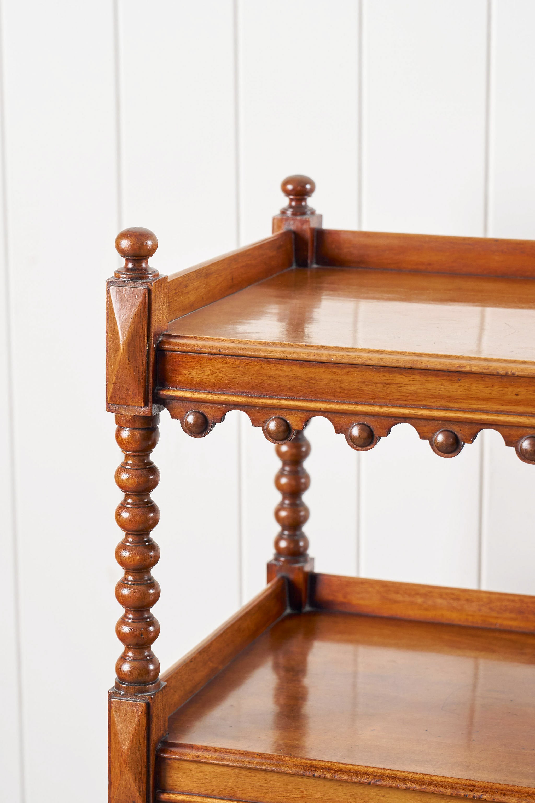 Victorian Four-Tier Whatnot with Bobbin Legs on Casters