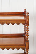 Load image into Gallery viewer, Victorian Four-Tier Whatnot with Bobbin Legs on Casters
