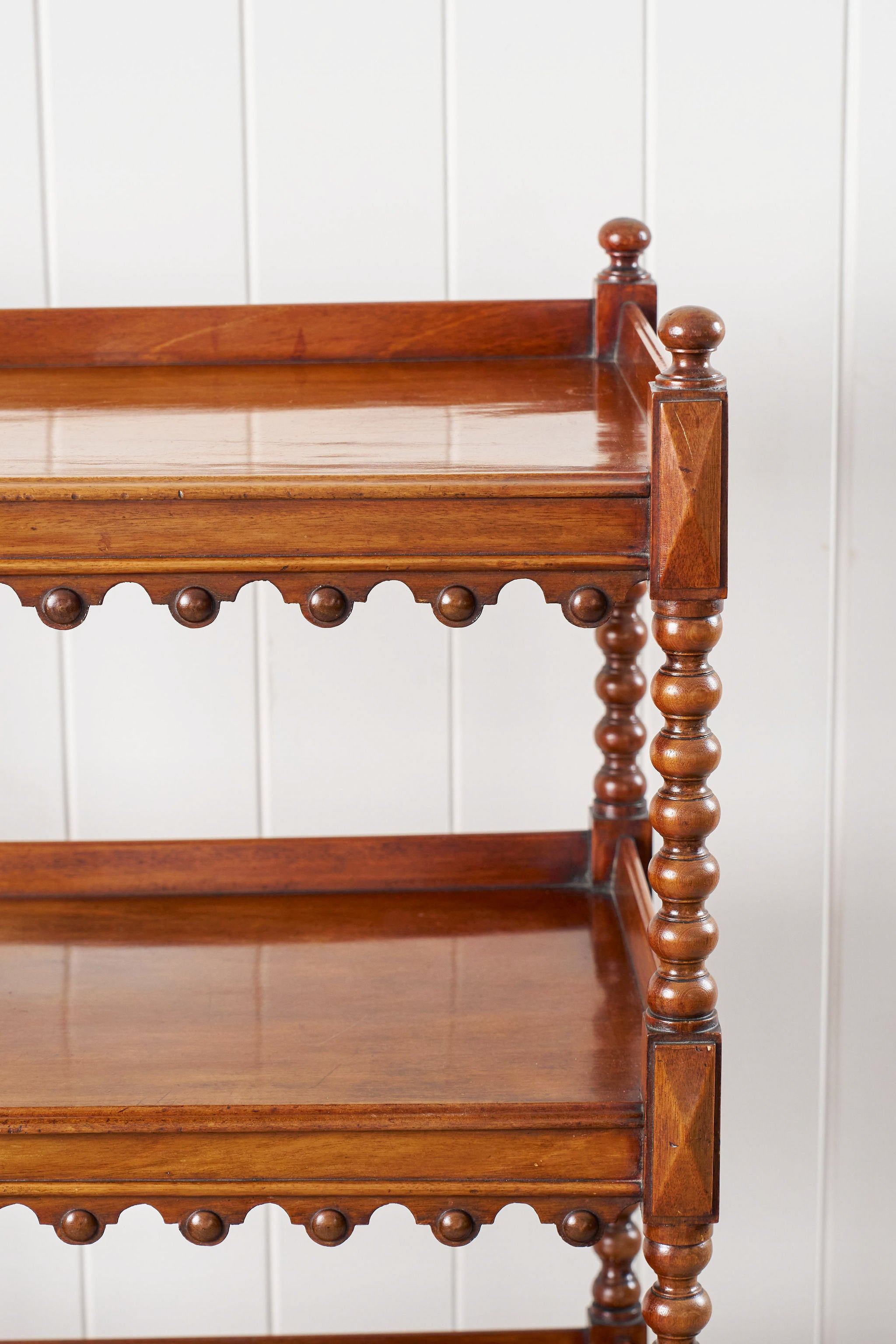 Victorian Four-Tier Whatnot with Bobbin Legs on Casters