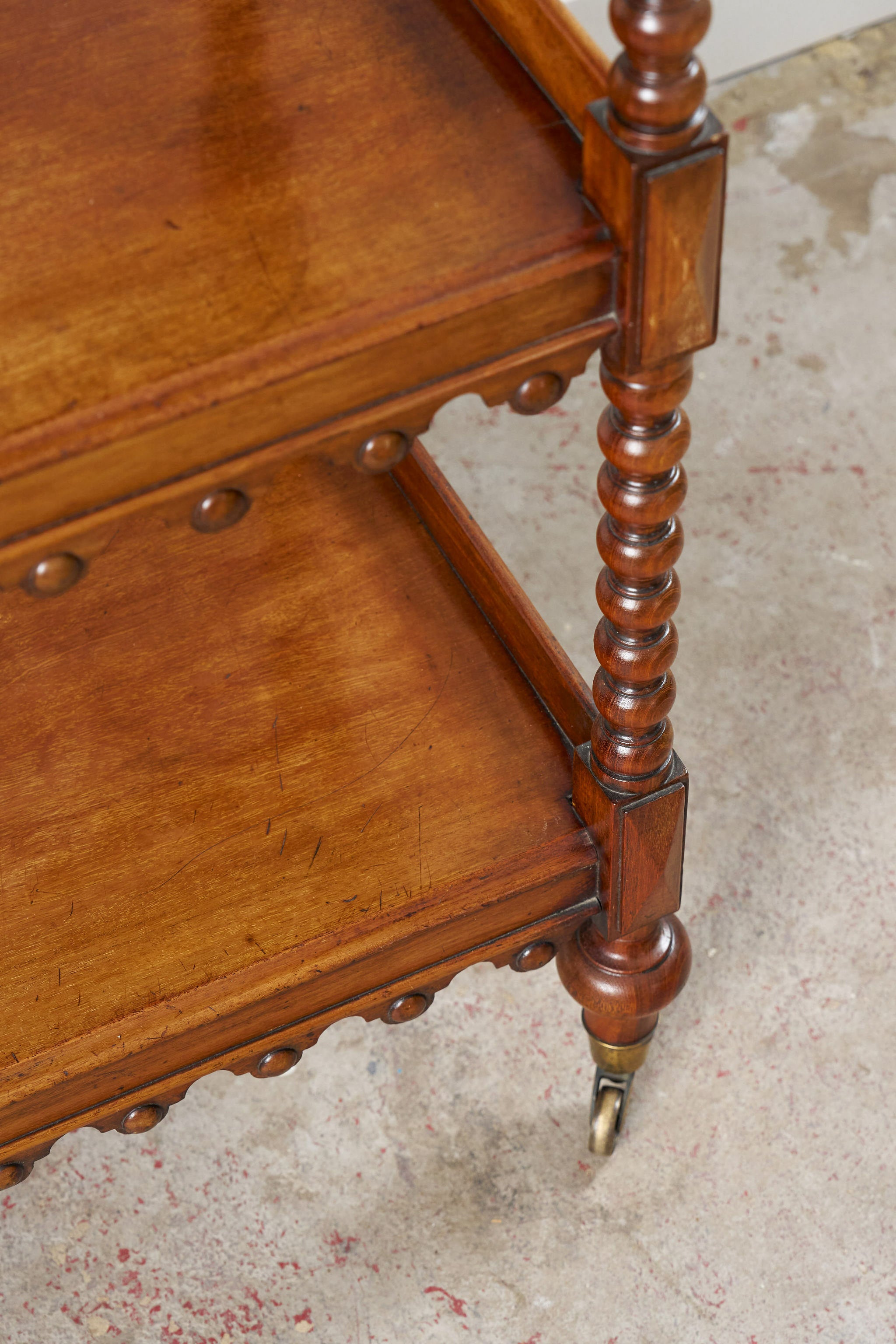 Victorian Four-Tier Whatnot with Bobbin Legs on Casters
