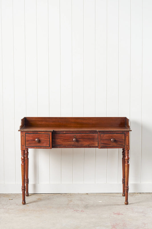 Victorian Mahogany Veneer 3-Drawer Desk