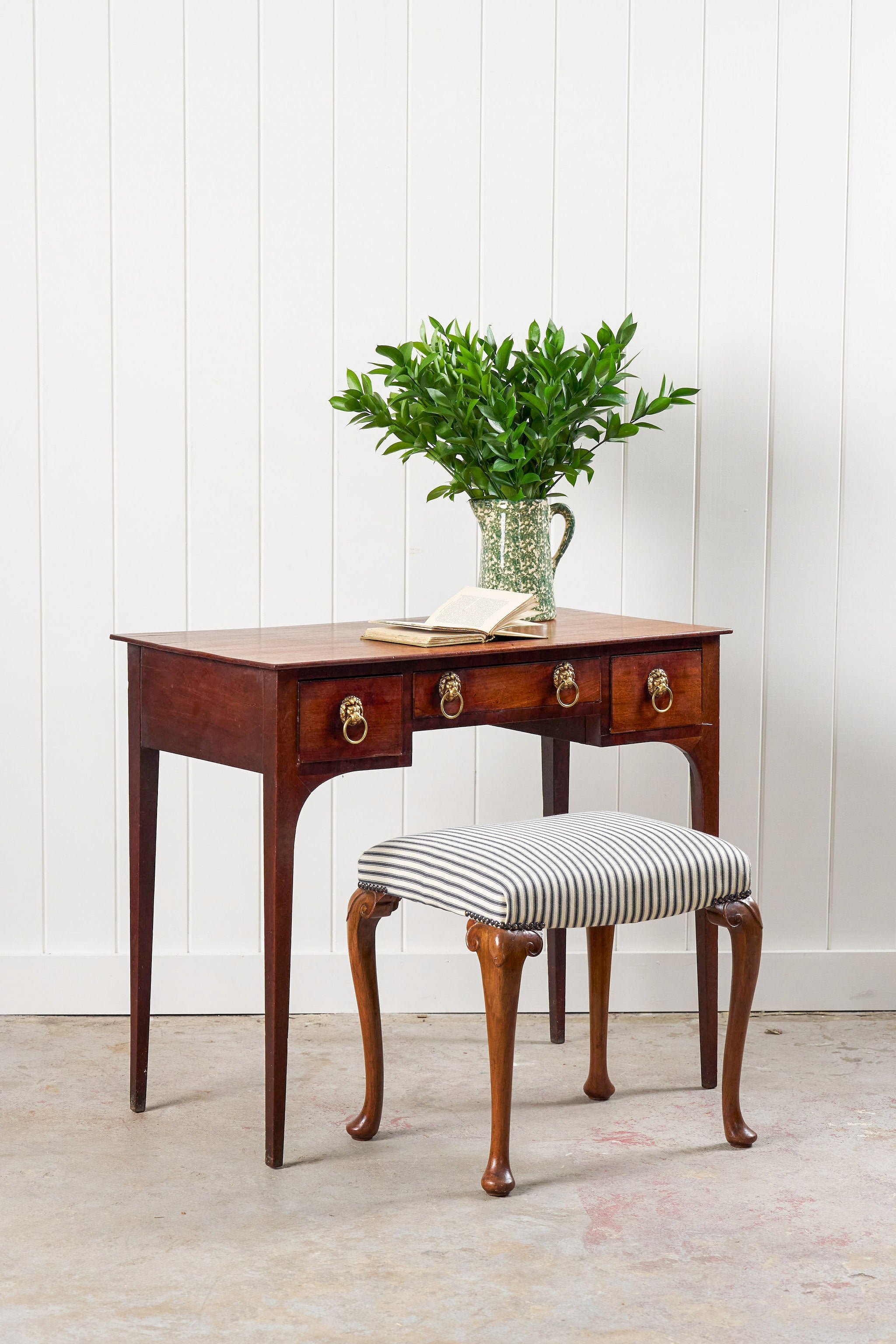 Regency Side Table Desk w/ Lion Head Pulls