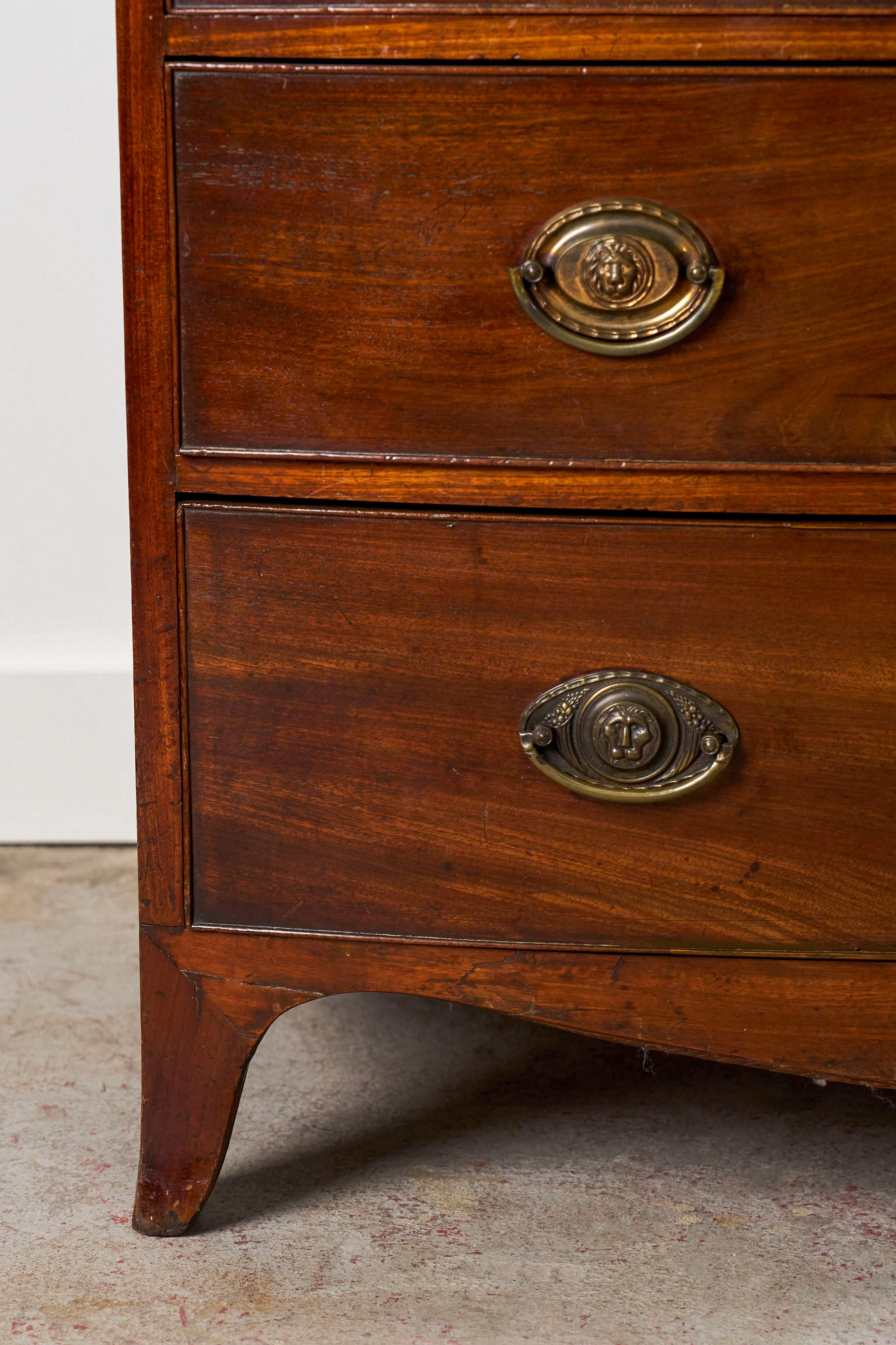 19th Century Georgian Mahogany Bowfront with Lionhead Pulls