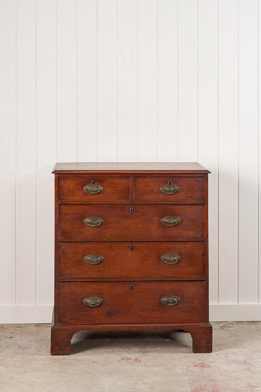 Early 19th Century Mahogany 2 over 3 Chest w/ Fish Eye + Scales Hardware