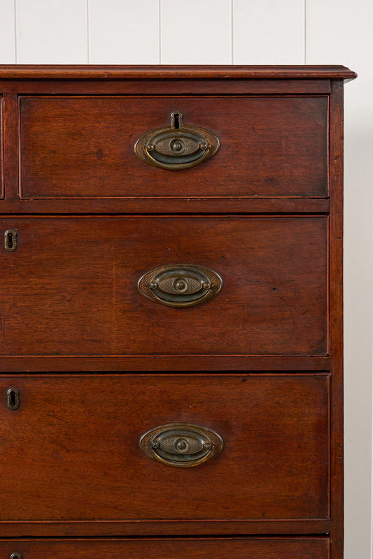Early 19th Century Mahogany 2 over 3 Chest w/ Fish Eye + Scales Hardware