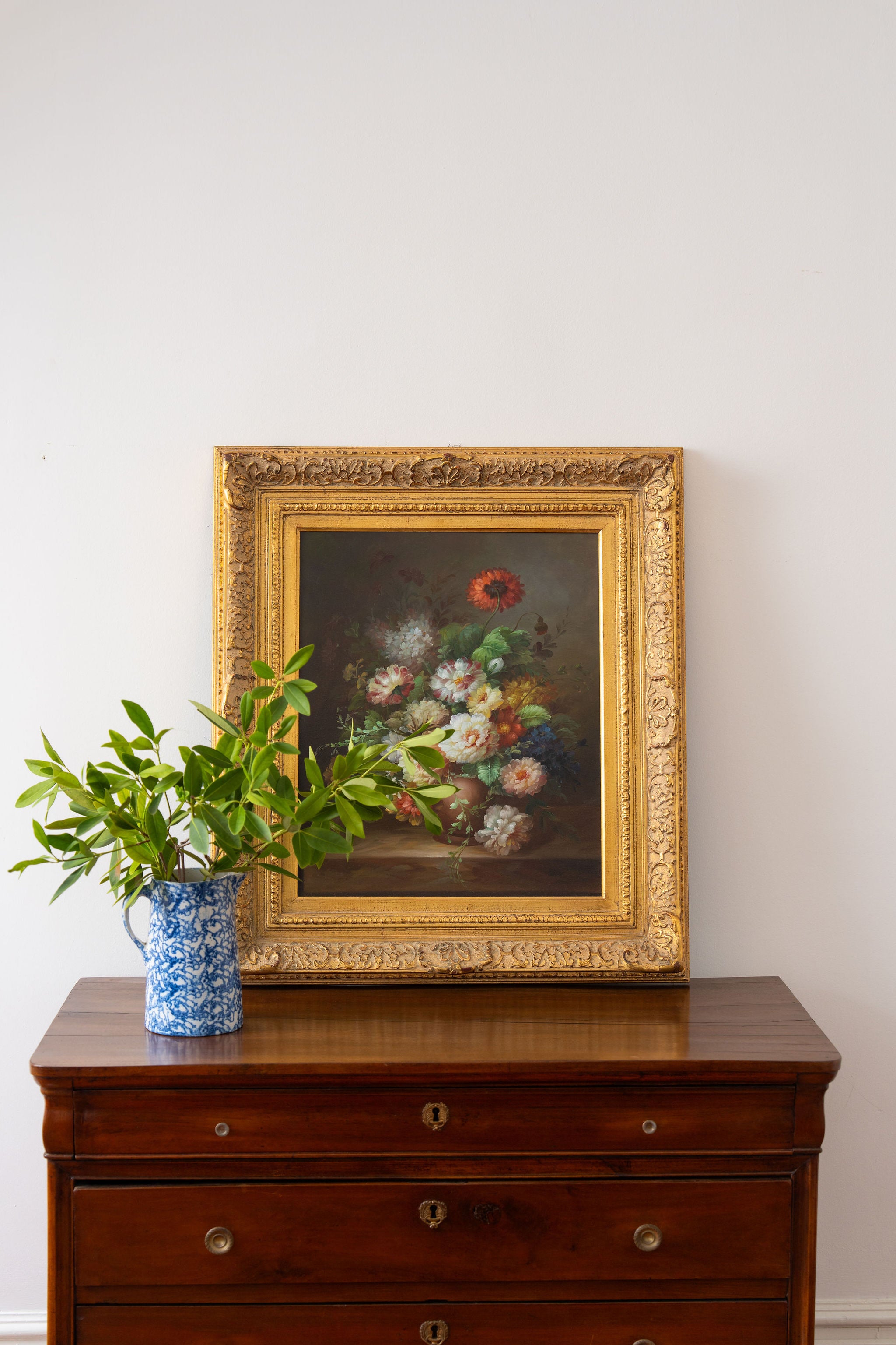 Large Framed Original Floral Painting on Canvas