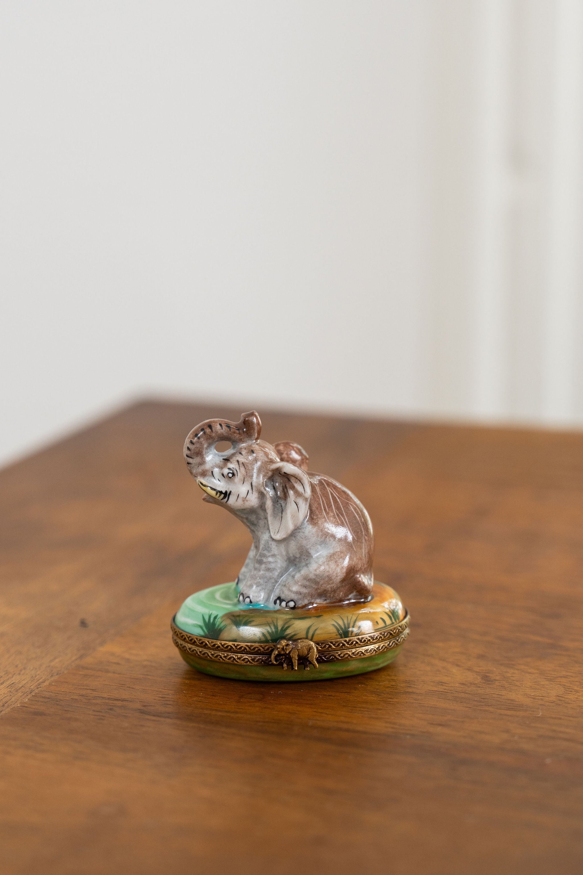 Elephant Playing at Waterfront Limoges France Keepsake Box