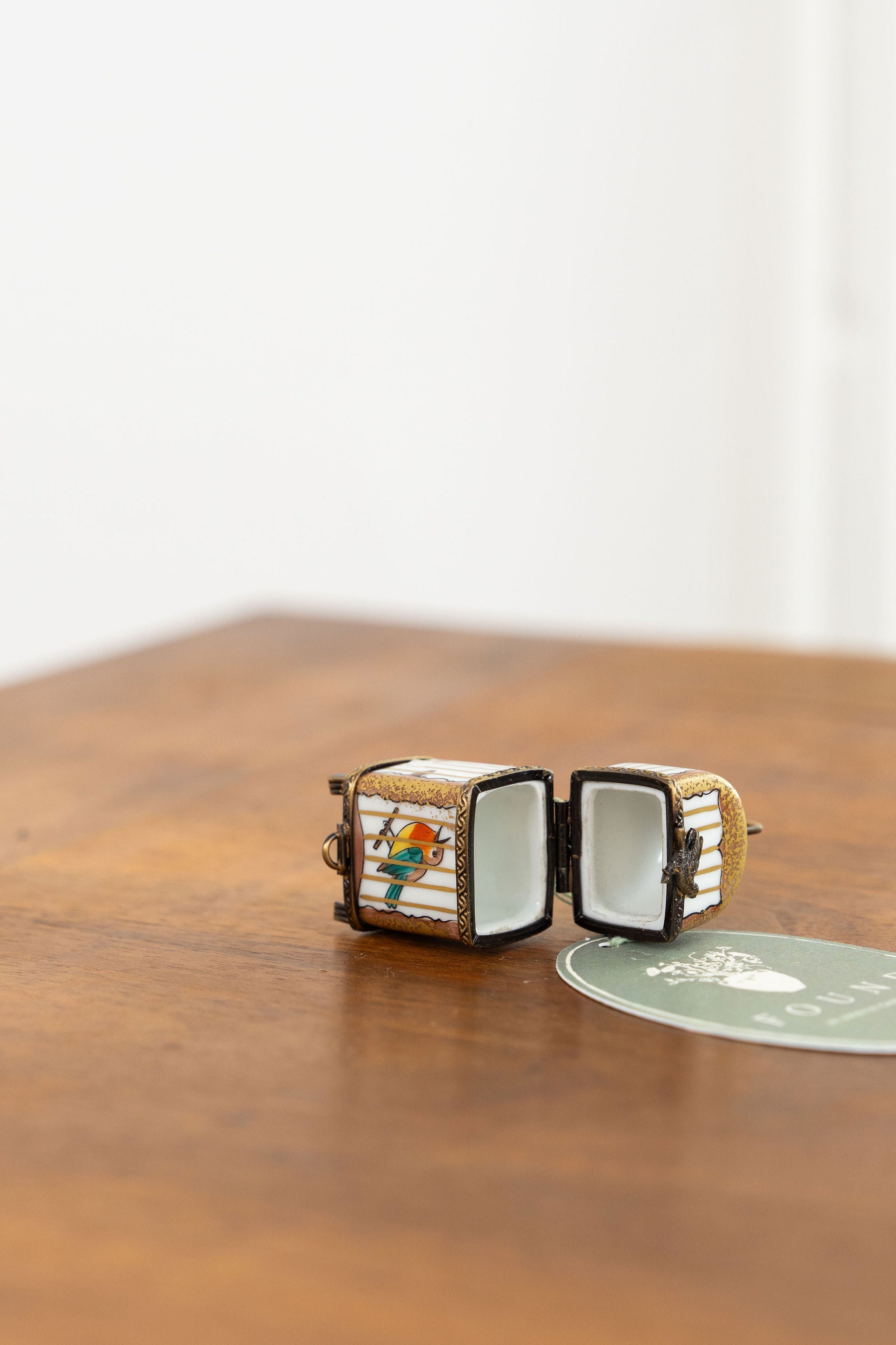 Hand Painted Limoges France Bird Cage Keepsake Box