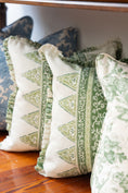 Load image into Gallery viewer, 22x22 Ruffle Trim Pillow Covers | Schumacher x Mark D. Sikes ‘Foxglove’ Leaf Green Indoor/Outdoor Fabric (PAIR)
