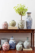 Load image into Gallery viewer, Blue + White Ginger Jar With Bird + Flower Motif
