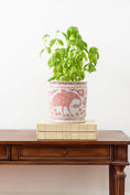 Load image into Gallery viewer, Crane + Flower Red/Pink + White Cachepot
