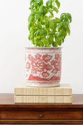 Load image into Gallery viewer, Crane + Flower Red/Pink + White Cachepot
