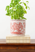 Load image into Gallery viewer, Crane + Flower Red/Pink + White Cachepot
