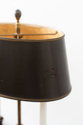 Load image into Gallery viewer, PAIR of Stiffel Brass Lamps with Black Oval Shades and Marble Bases
