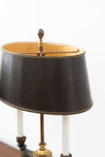 Load image into Gallery viewer, PAIR of Stiffel Brass Lamps with Black Oval Shades and Marble Bases
