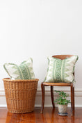Load image into Gallery viewer, 22x22 Ruffle Trim Pillow Covers | Schumacher x Mark D. Sikes ‘Foxglove’ Leaf Green Indoor/Outdoor Fabric (PAIR)

