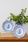 Load image into Gallery viewer, Blue + White Antique Staffordshire Shallow Pasta Bowl/Plate With Scalloped Rim + Urn Motif
