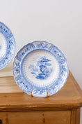 Load image into Gallery viewer, Blue + White Antique Staffordshire Shallow Pasta Bowl/Plate With Scalloped Rim + Urn Motif
