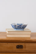 Load image into Gallery viewer, Vintage Hand Painted Chinese Blue + White Pagoda Bowl / Centerpiece
