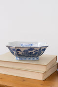 Load image into Gallery viewer, Vintage Hand Painted Chinese Blue + White Pagoda Bowl / Centerpiece
