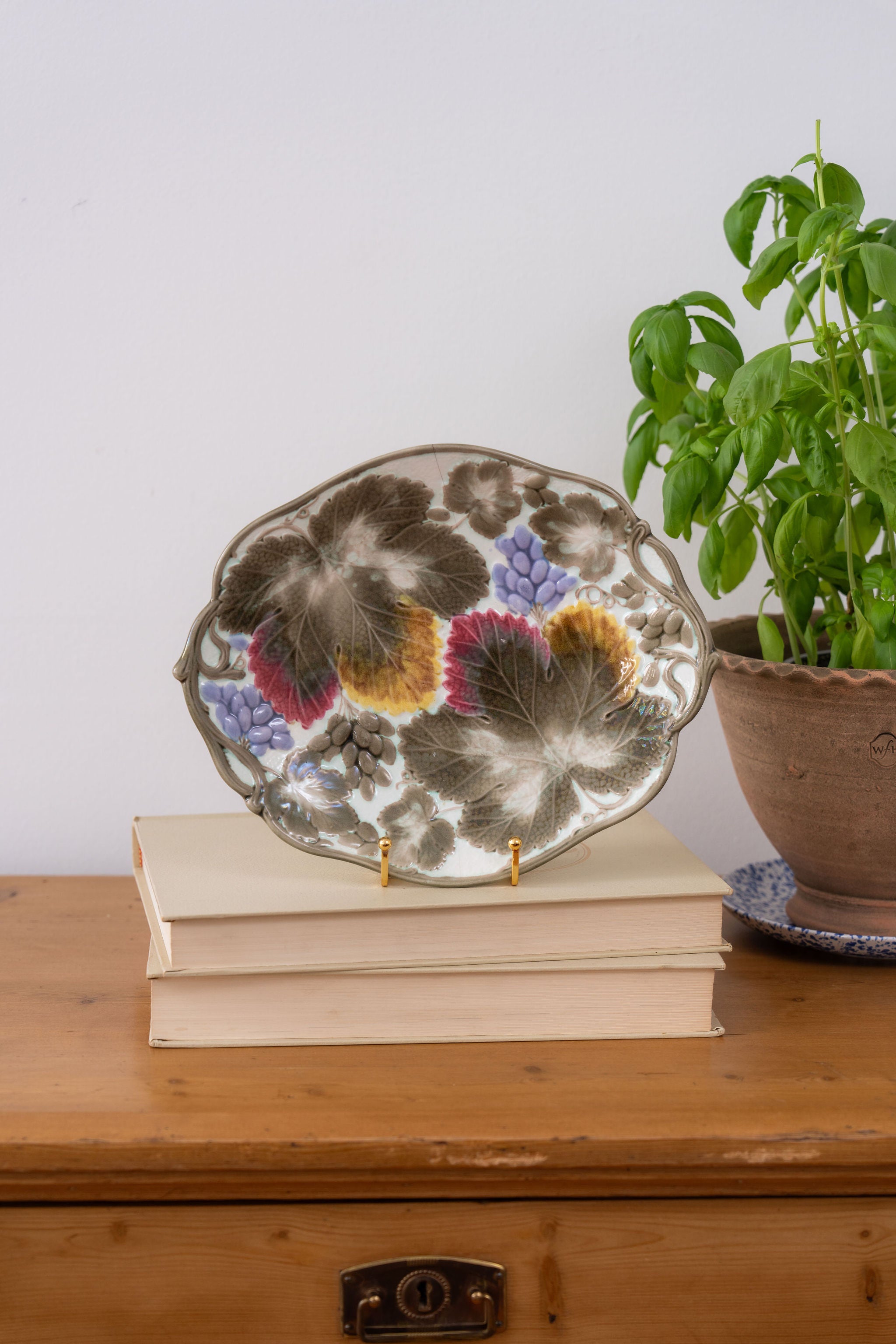 19th Century Antique Majolica by Wedgwood Grape Leaf Platter