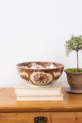 Load image into Gallery viewer, Large Brown Hand Painted Stoneware Bowl
