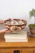 Load image into Gallery viewer, Large Brown Hand Painted Stoneware Bowl
