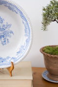 Load image into Gallery viewer, Antique Pale Blue + White Asiatic Pheasants Large Bowl with Beaded Edge
