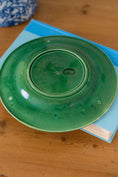 Load image into Gallery viewer, Antique Kelly Green French Majolica Leaf with Woven Border Plate | Stamped ‘Gien’
