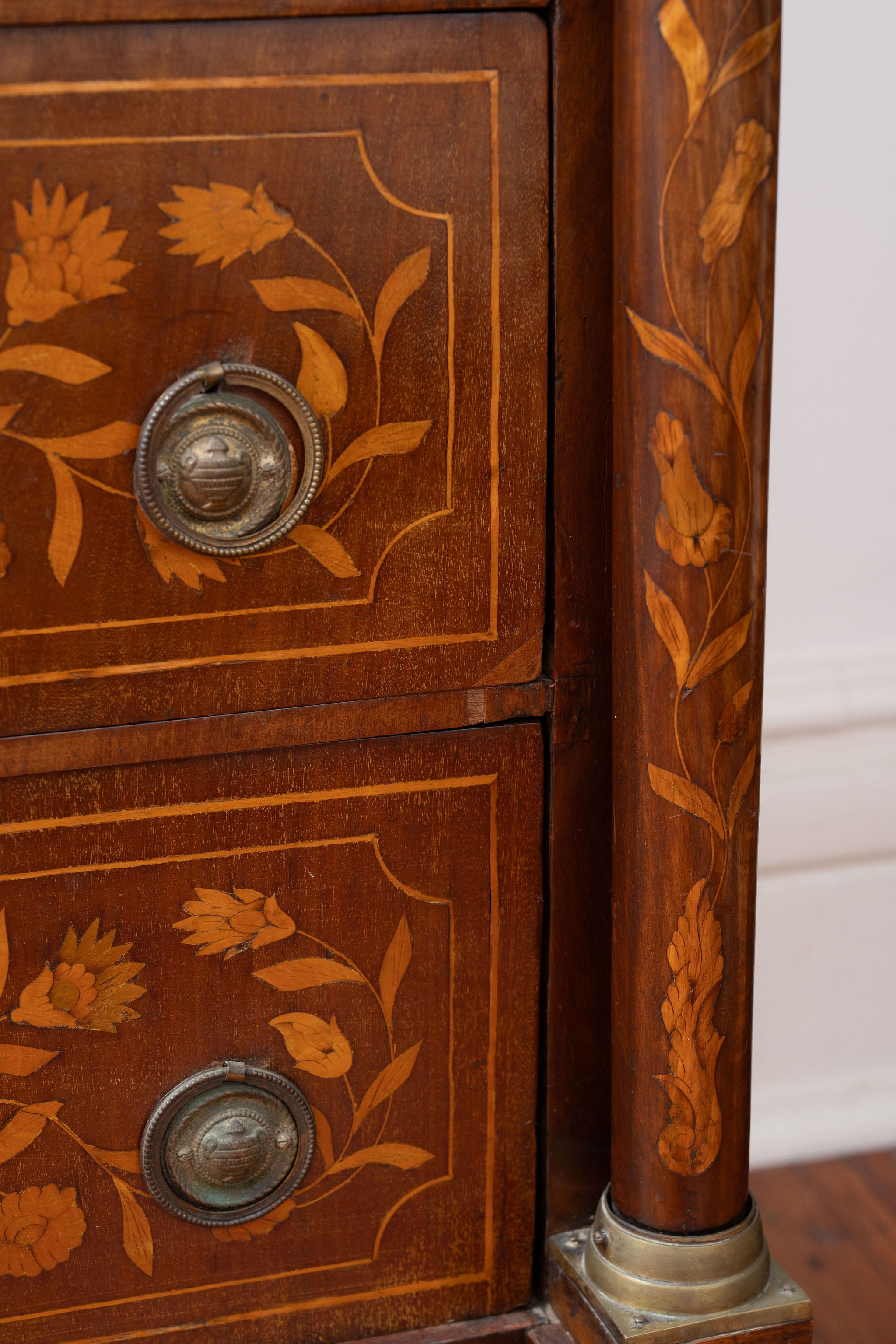 Antique Dutch Marquetry Chest Drawers Tall Boy Inlay (c. 1820)