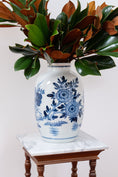 Load image into Gallery viewer, Hand Painted Blue + White Floral Large Vase
