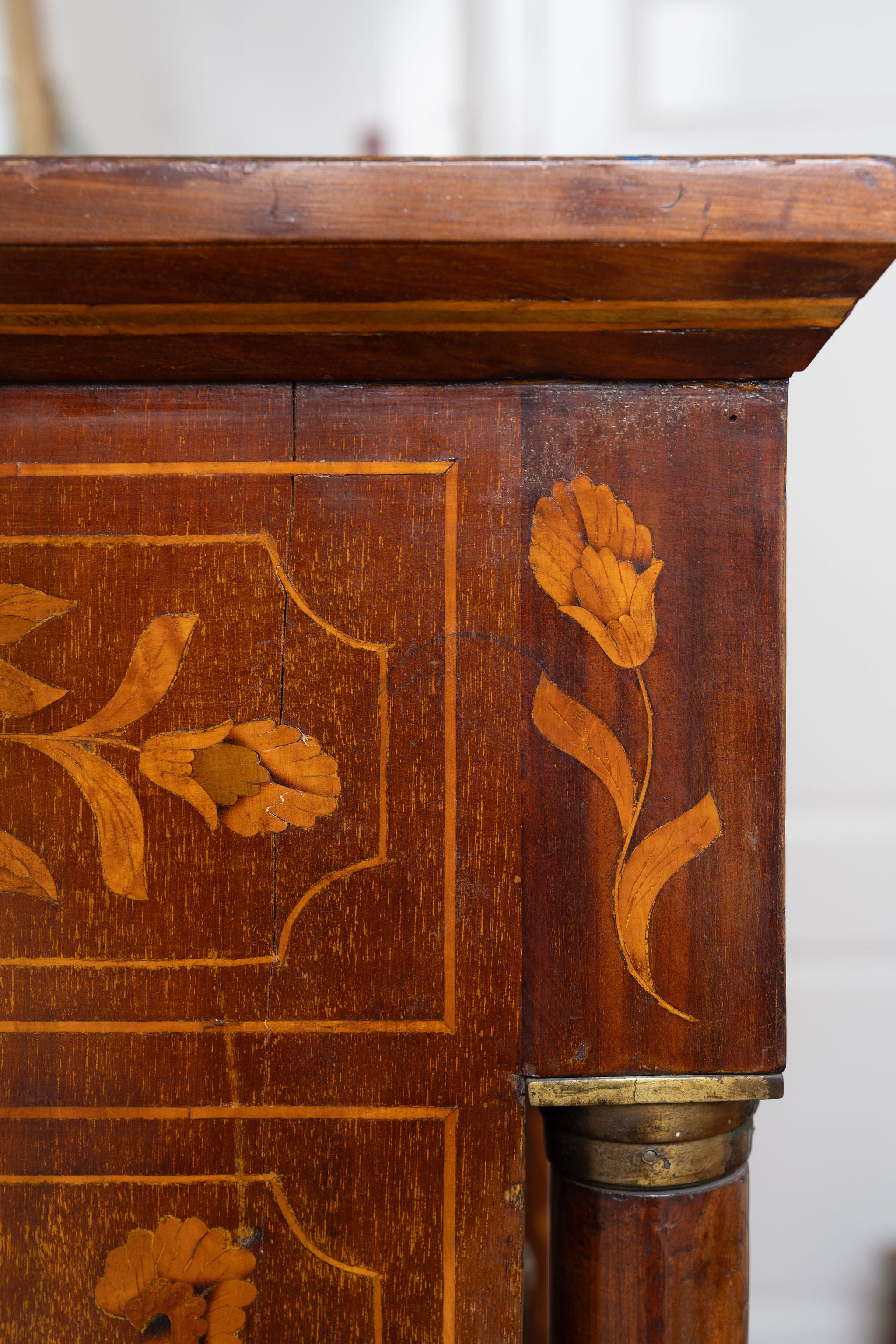 Antique Dutch Marquetry Chest Drawers Tall Boy Inlay (c. 1820)