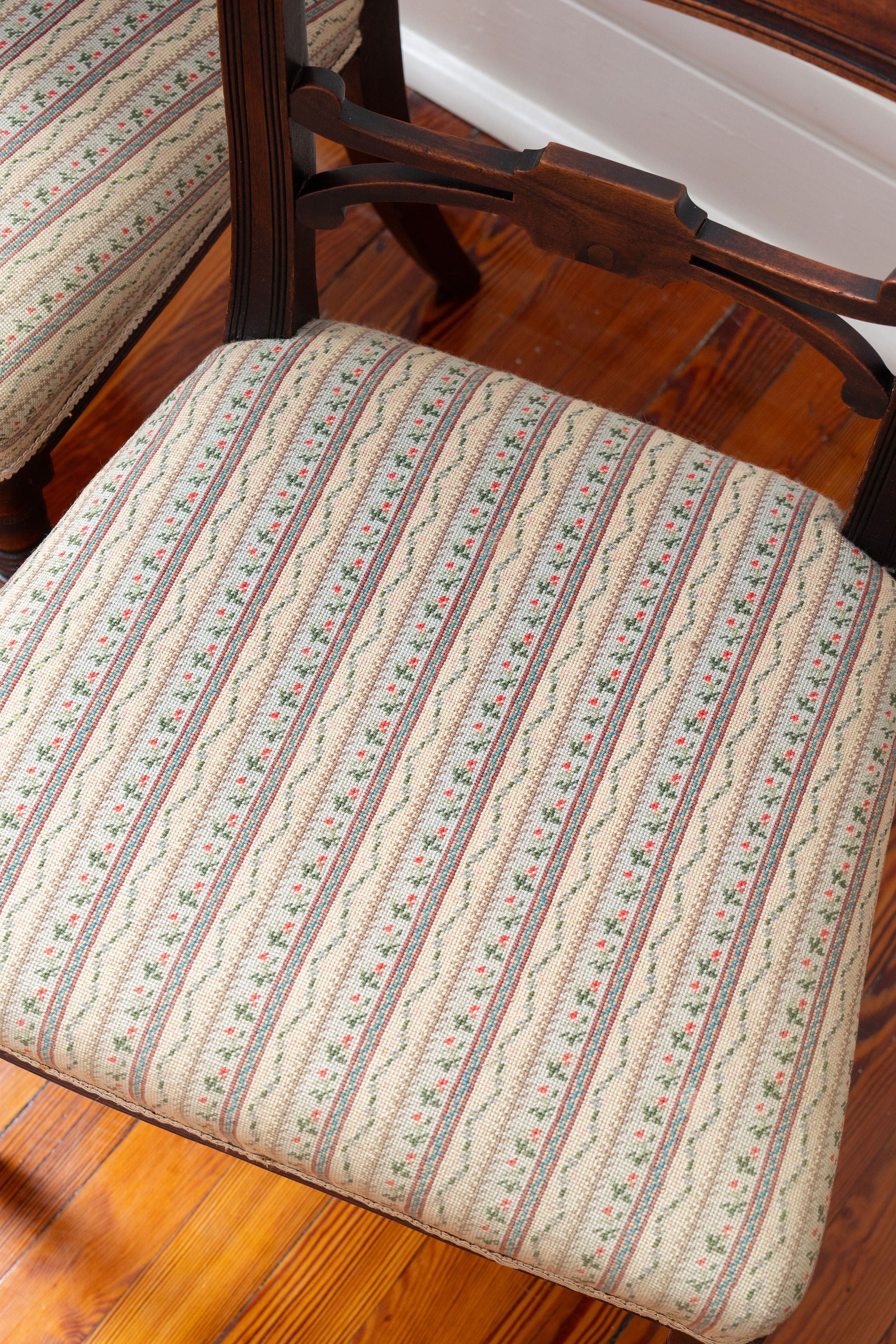 Antique Regency Mahogany Chair with Needlepoint Seat