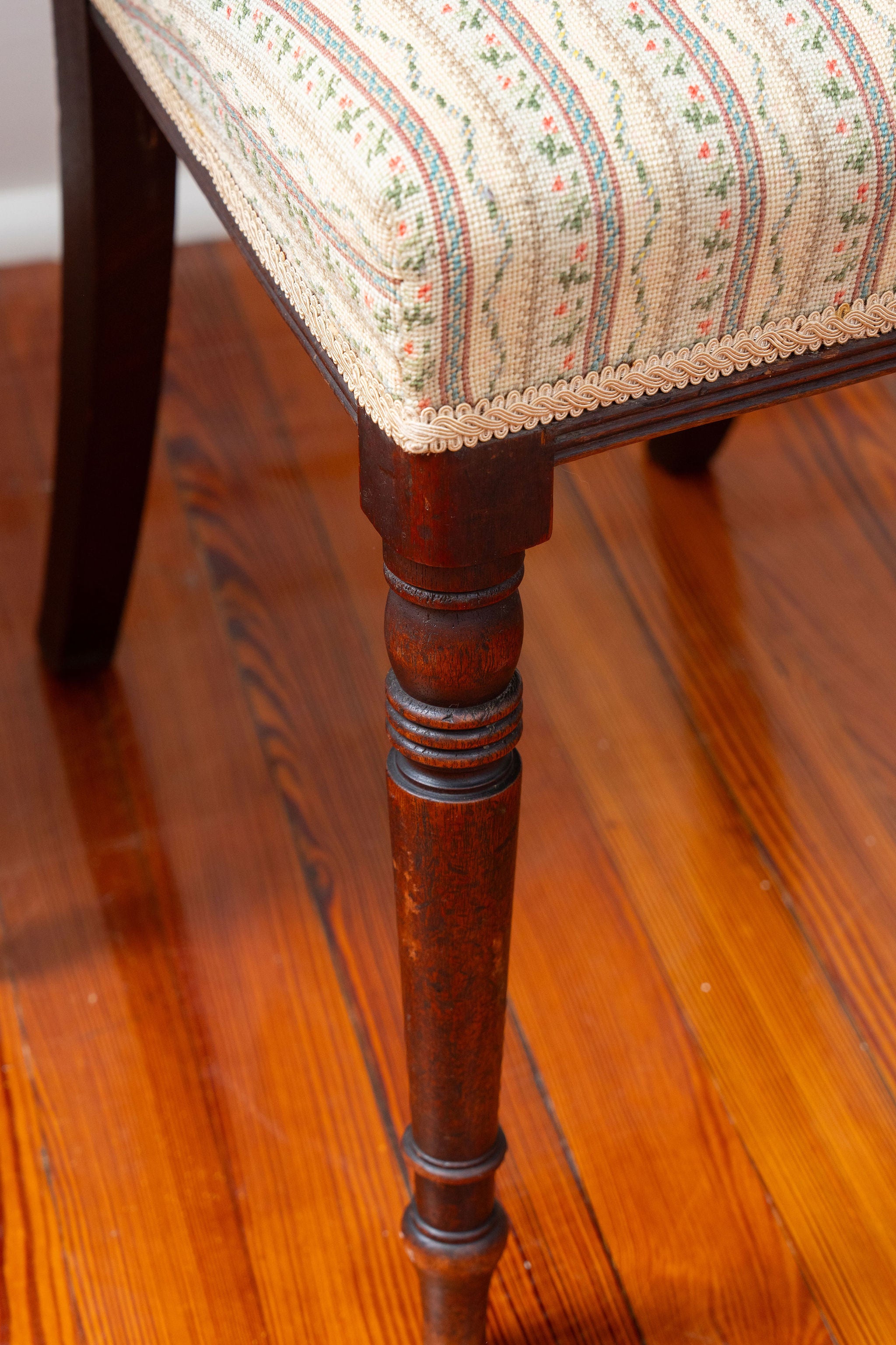 Antique Regency Mahogany Chair with Needlepoint Seat