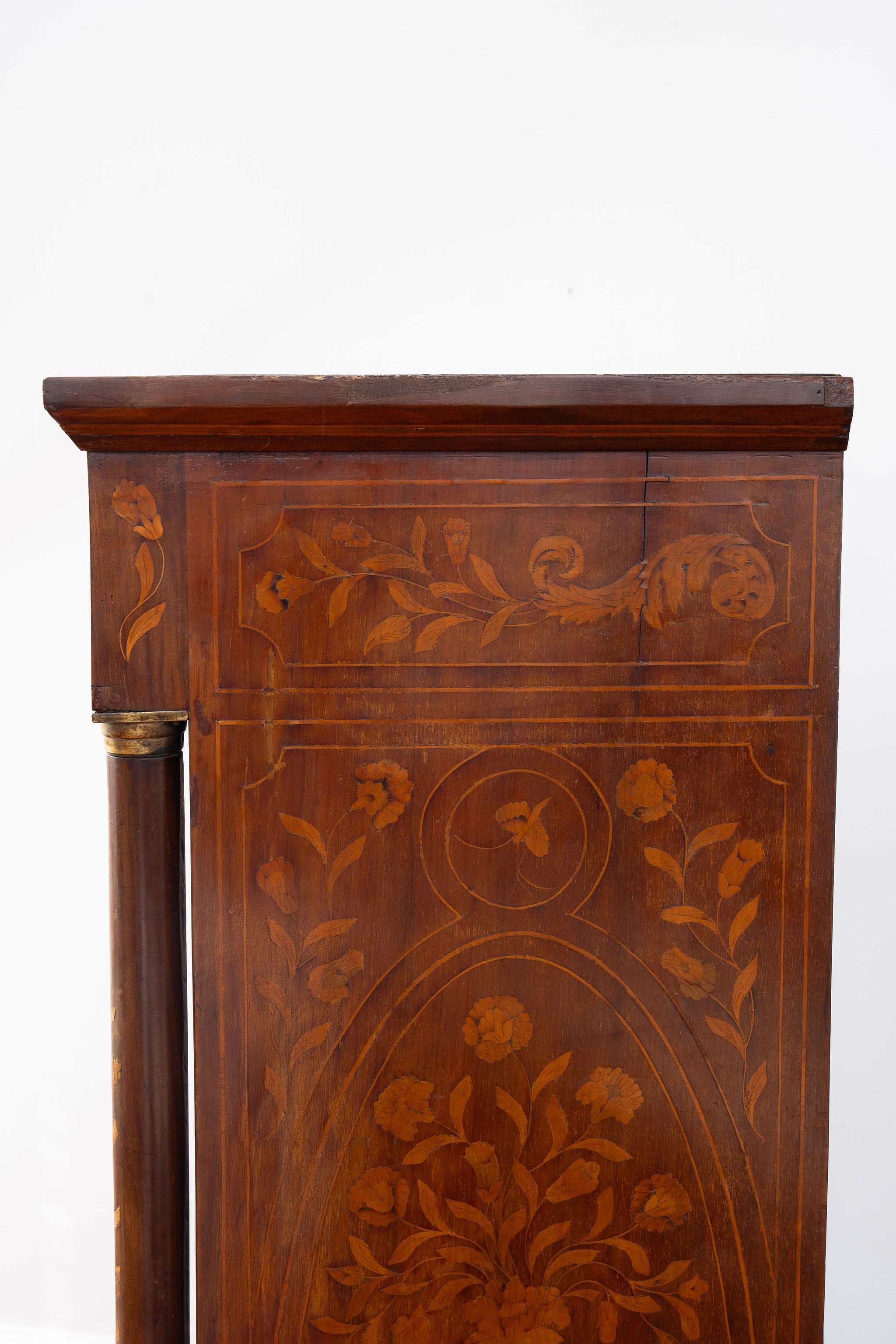 Antique Dutch Marquetry Chest Drawers Tall Boy Inlay (c. 1820)
