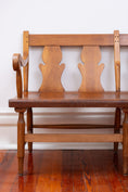 Load image into Gallery viewer, Pine + Cherry Bench or Settee with Carved Back | by Stickley c. 1920
