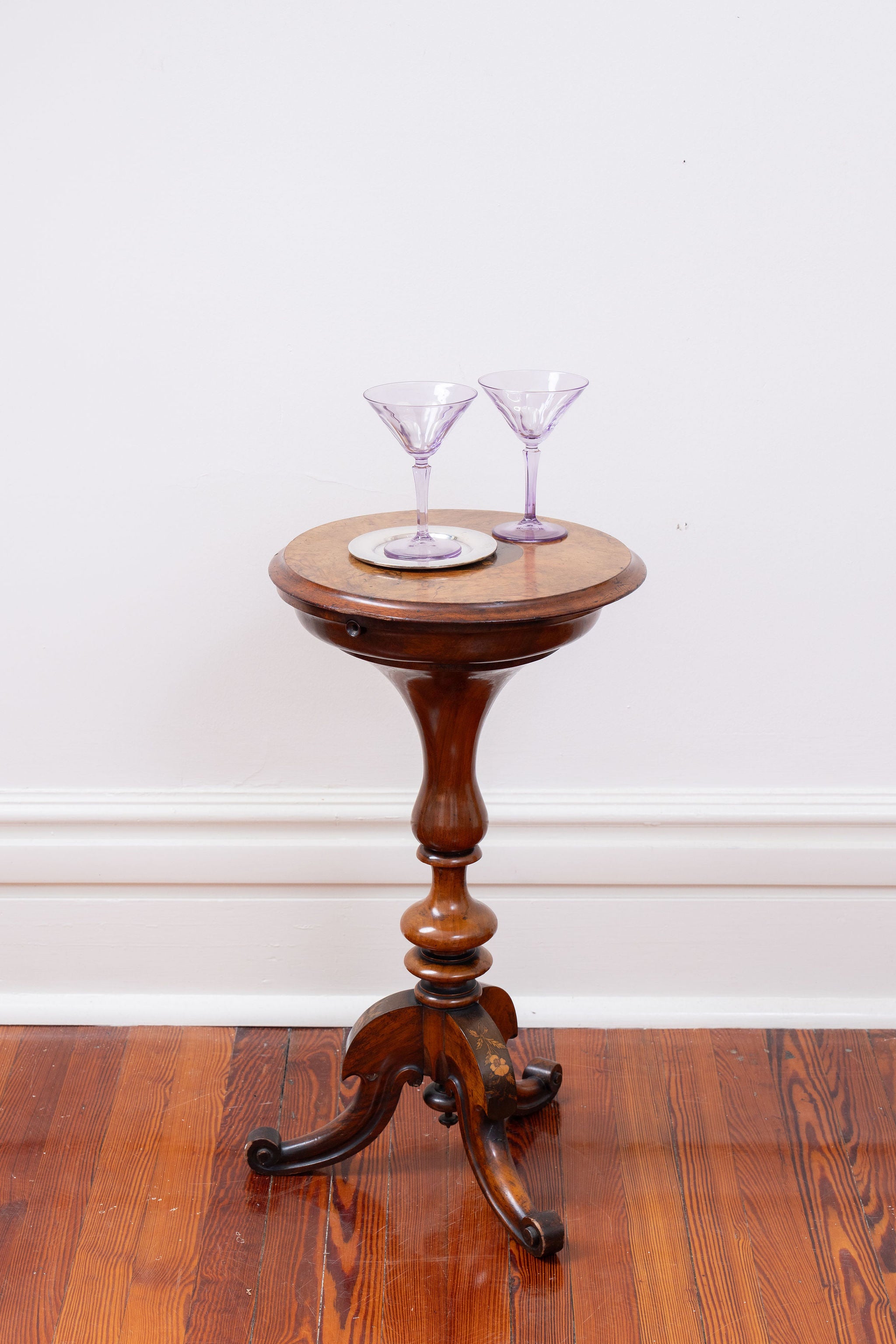 English Victorian Inlay Sewing Table (c. 1840-1880)