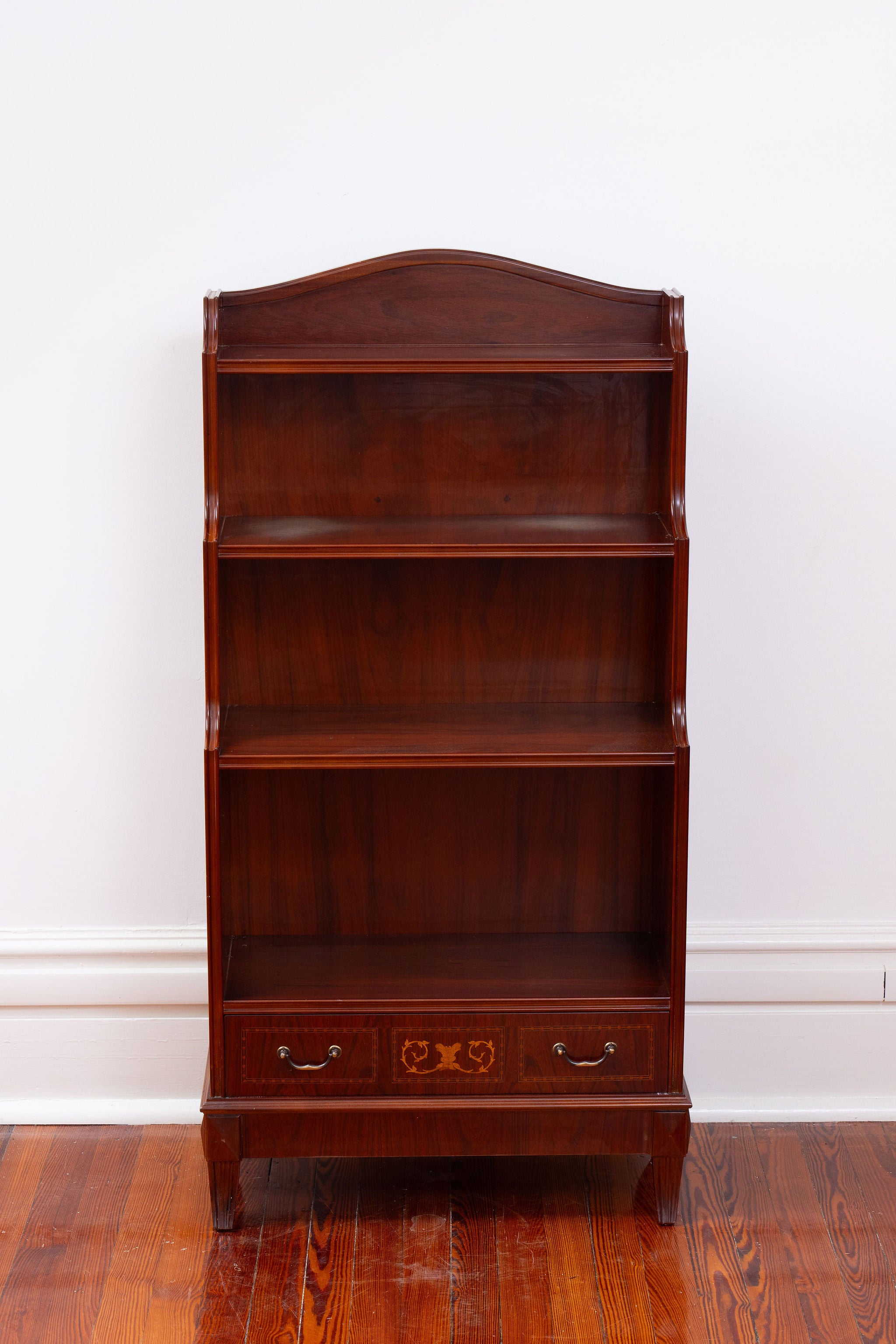 Vintage English Mahogany Waterfall Bookcase
