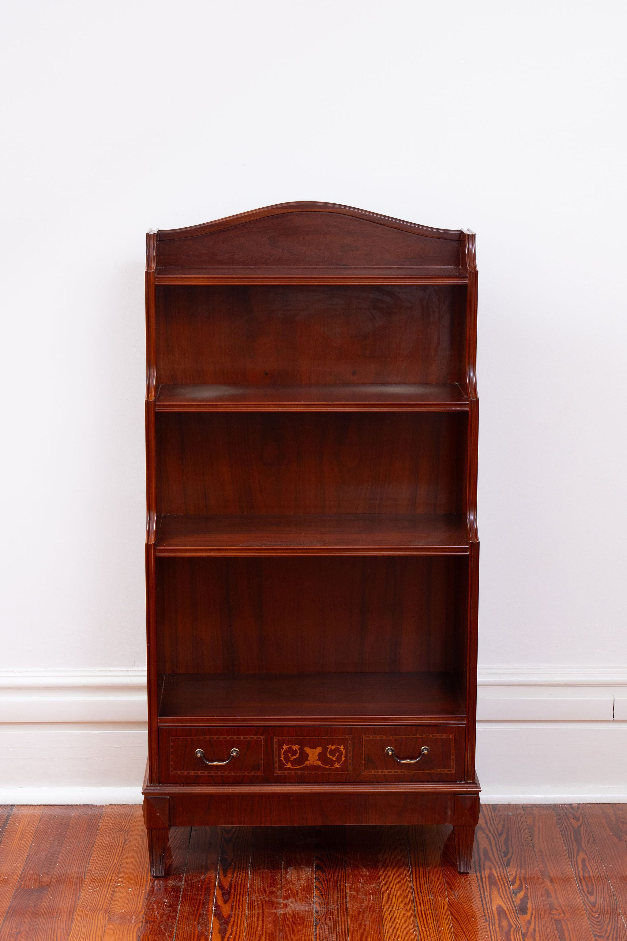 Vintage English Mahogany Waterfall Bookcase